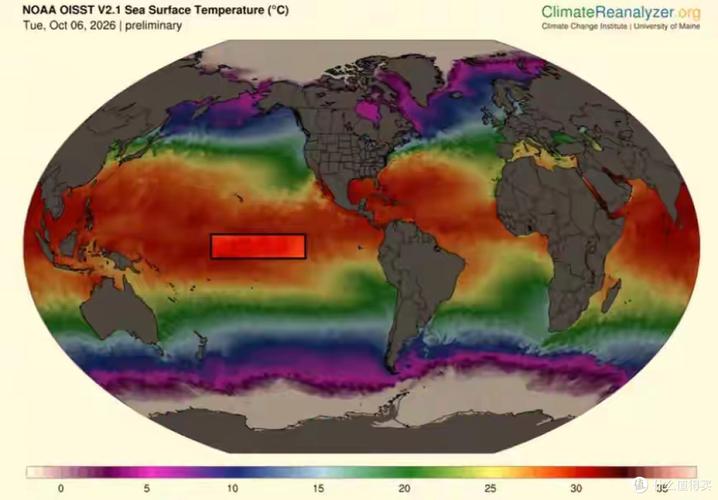 太平洋一片海域突破海水极限温度,或出现极端天气现象